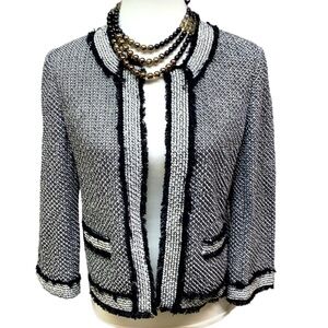 Ann Taylor Textured Weave Fringes Blazer
